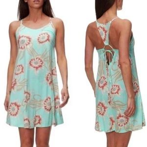 PATAGONIA edisto Blue Hawaiian Floral Halter Sun Dress S